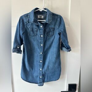 Old Navy Baby Girl's Size 4T Mid Wash Blue Denim Shirt Dress Button Down